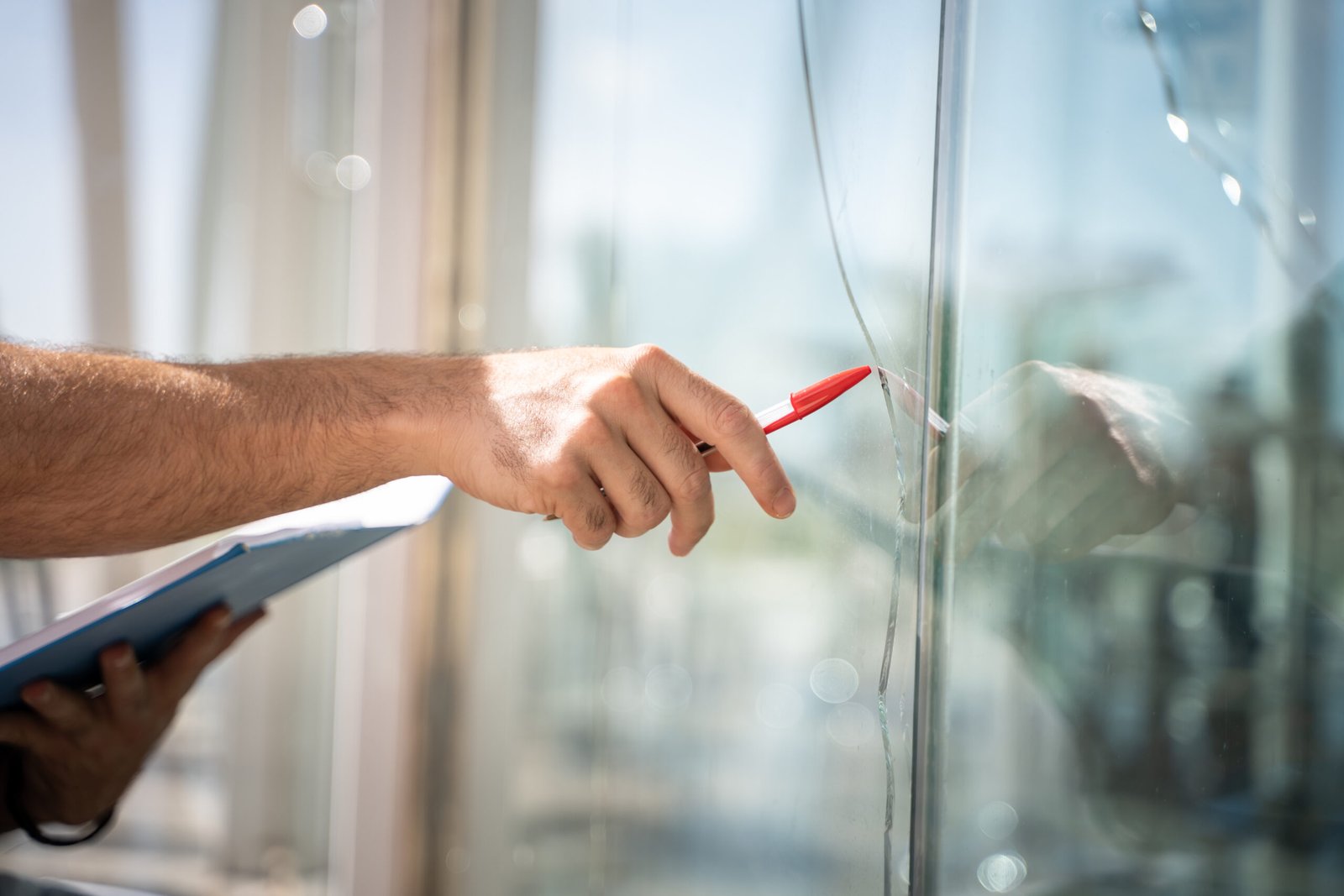 Broken residential window glass awaiting professional replacement in Perth, Western Australia